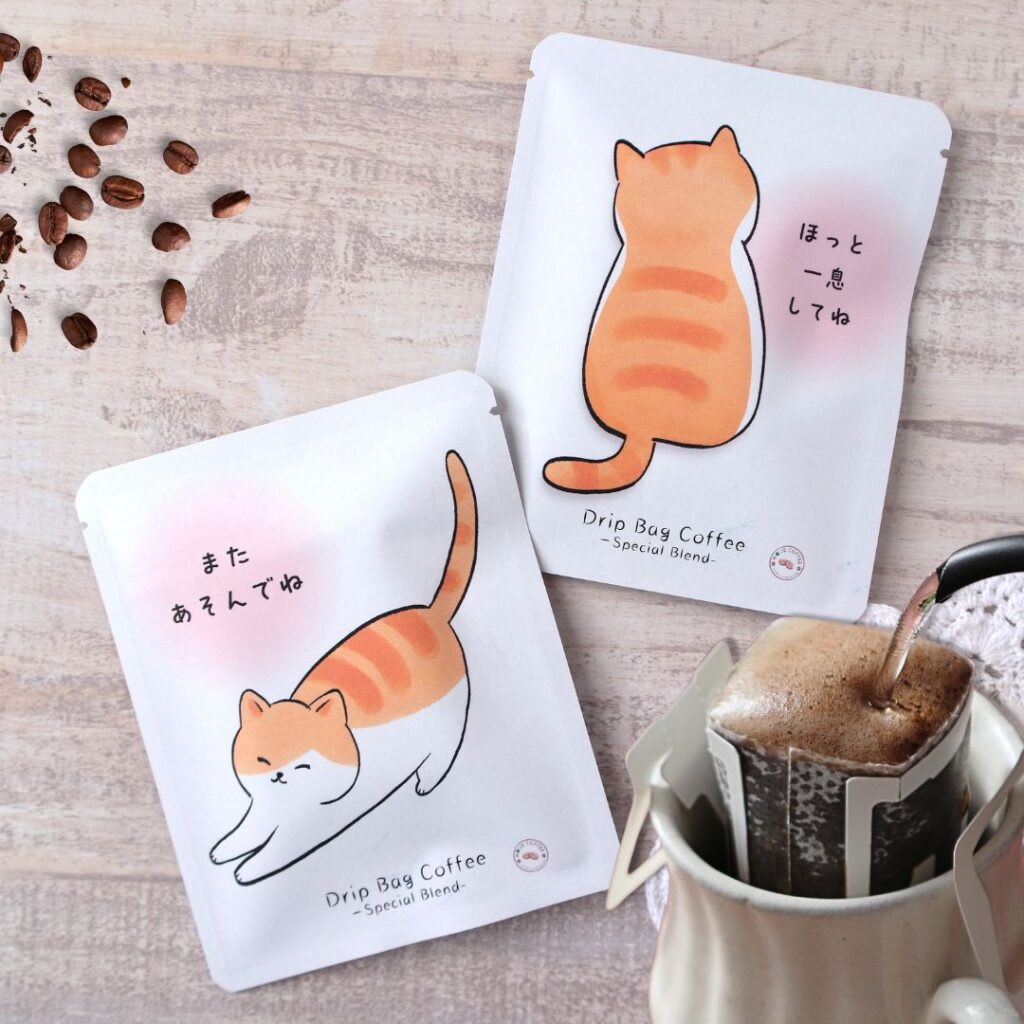 茶トラ猫　茶白猫のドリップコーヒー　メッセージ入れ